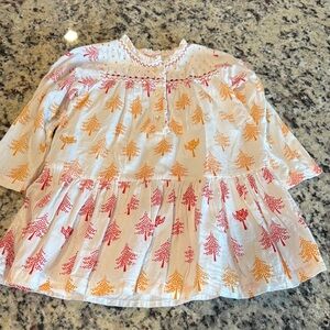 Kids' White and Orange Tree Print dress